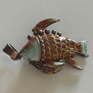Articulated 925 silver & enamel Colorful Fish Pendant